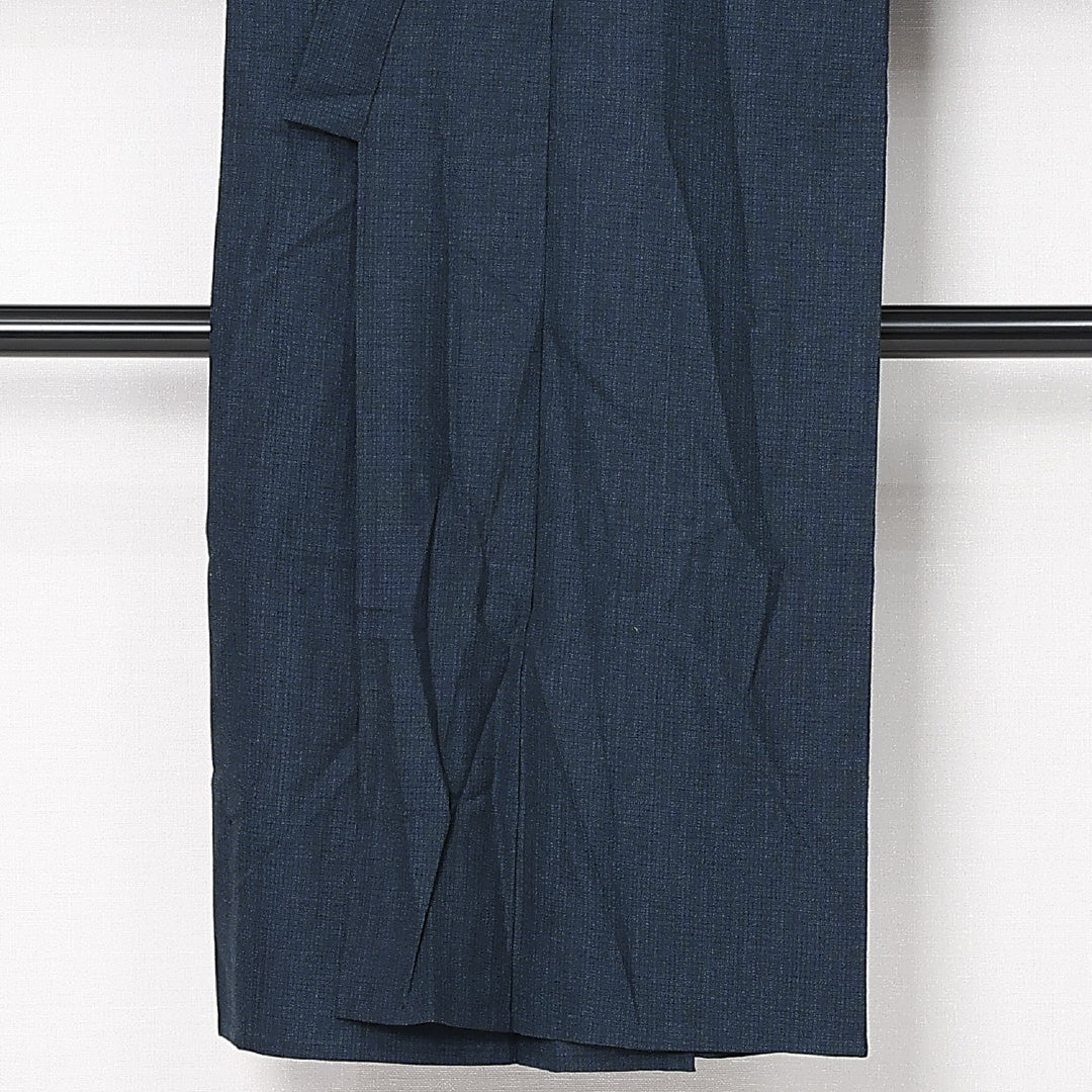 男着物 単衣 身丈130cm 裄丈65cm 正絹 Sランク カジュアル 棒衿 XSサイズ 居敷当て 肩当て 創作柄 紺系 RP 1224-13049