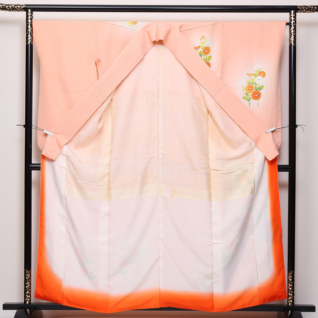 小振袖 身丈159cm 裄丈67cm Bランク 袷 正絹 広衿 熨斗 菊 1213-F0072