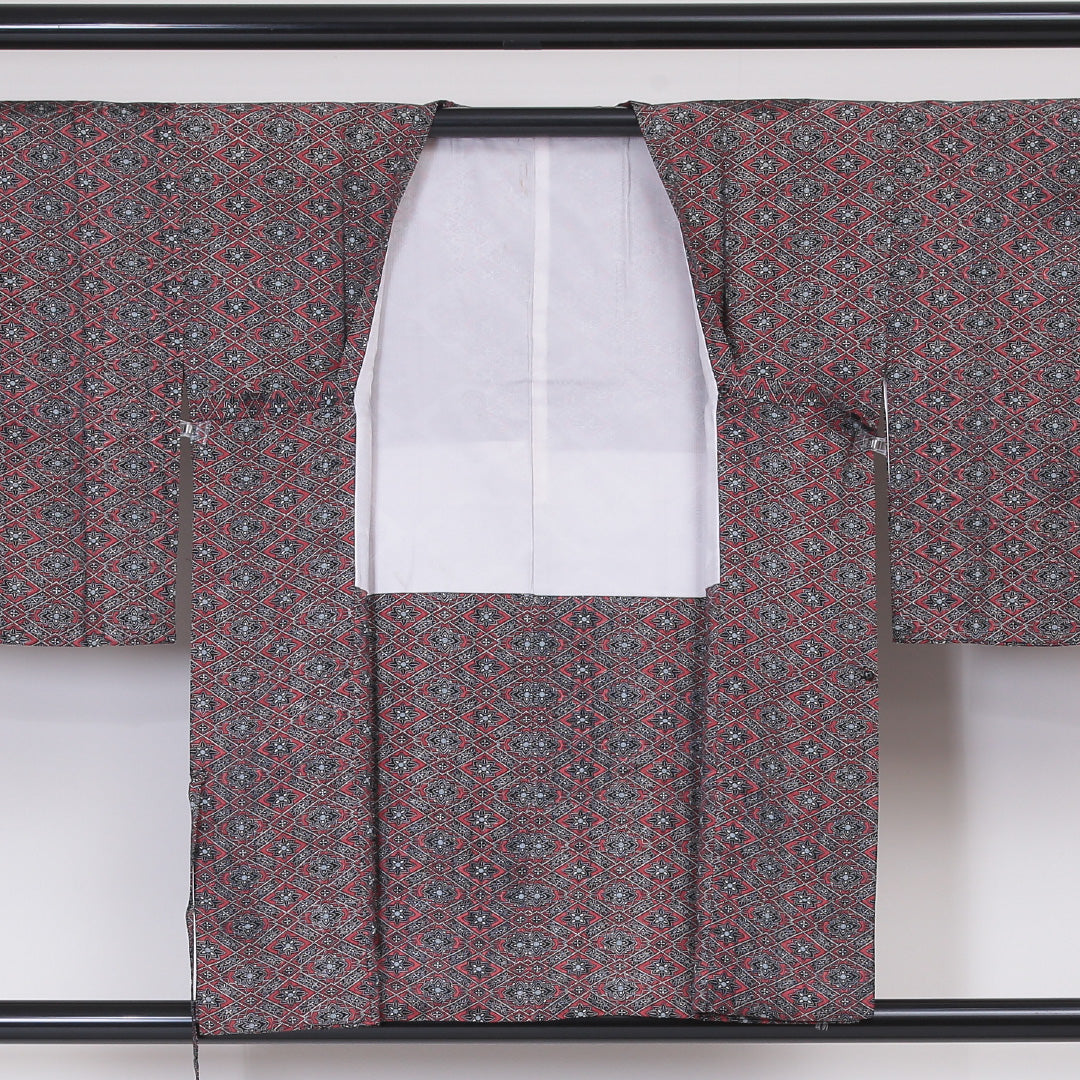 道行コート 袷 身丈79cm 裄丈60cm 正絹 Sランク Sサイズ 創作柄 黒系 RP 1237-05804