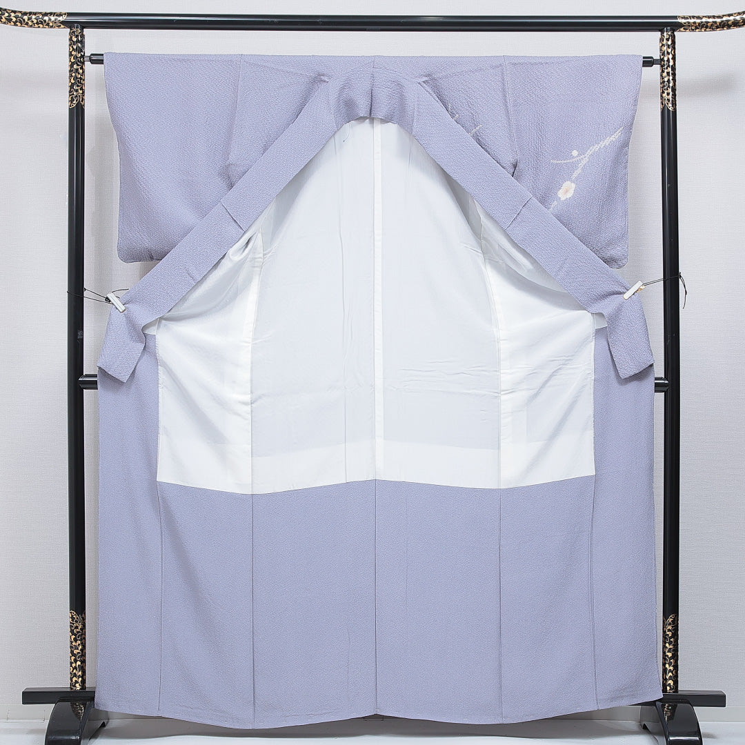 付下げ 袷 身丈165cm 裄丈62cm 正絹 Sランク インフォーマル 広衿 XLサイズ 梅 グレー系 M4 1218-16869
