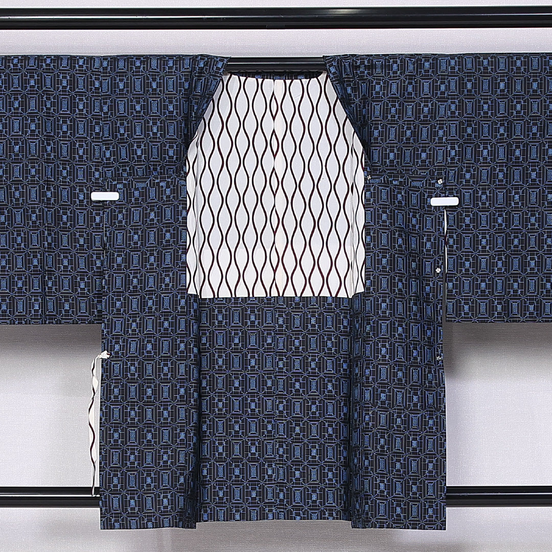 道行コート 身丈83cm 裄丈64cm M 正絹 Sランク 袷 紬 蜀江 1263-10736