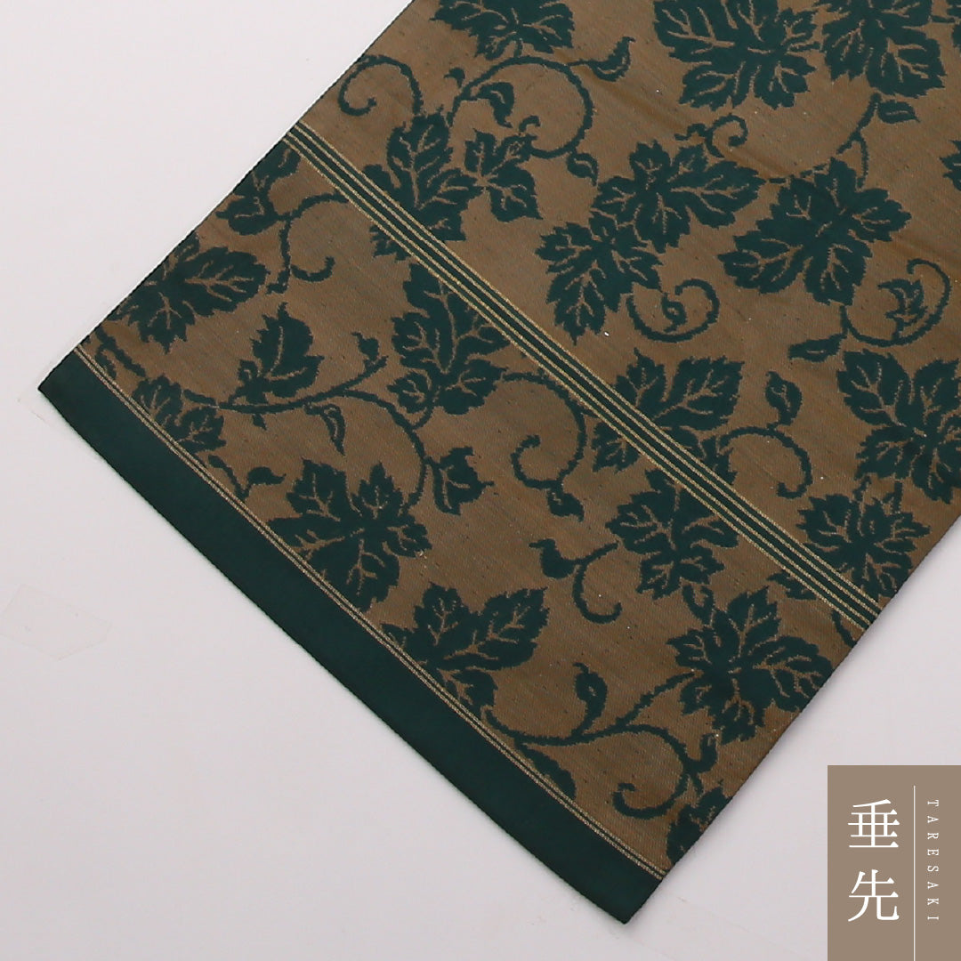 アンティーク 九寸名古屋帯 Aランク 帯丈339cm 正絹 全通 名古屋仕立て 織り 唐草 茶系 LP 1245-02256