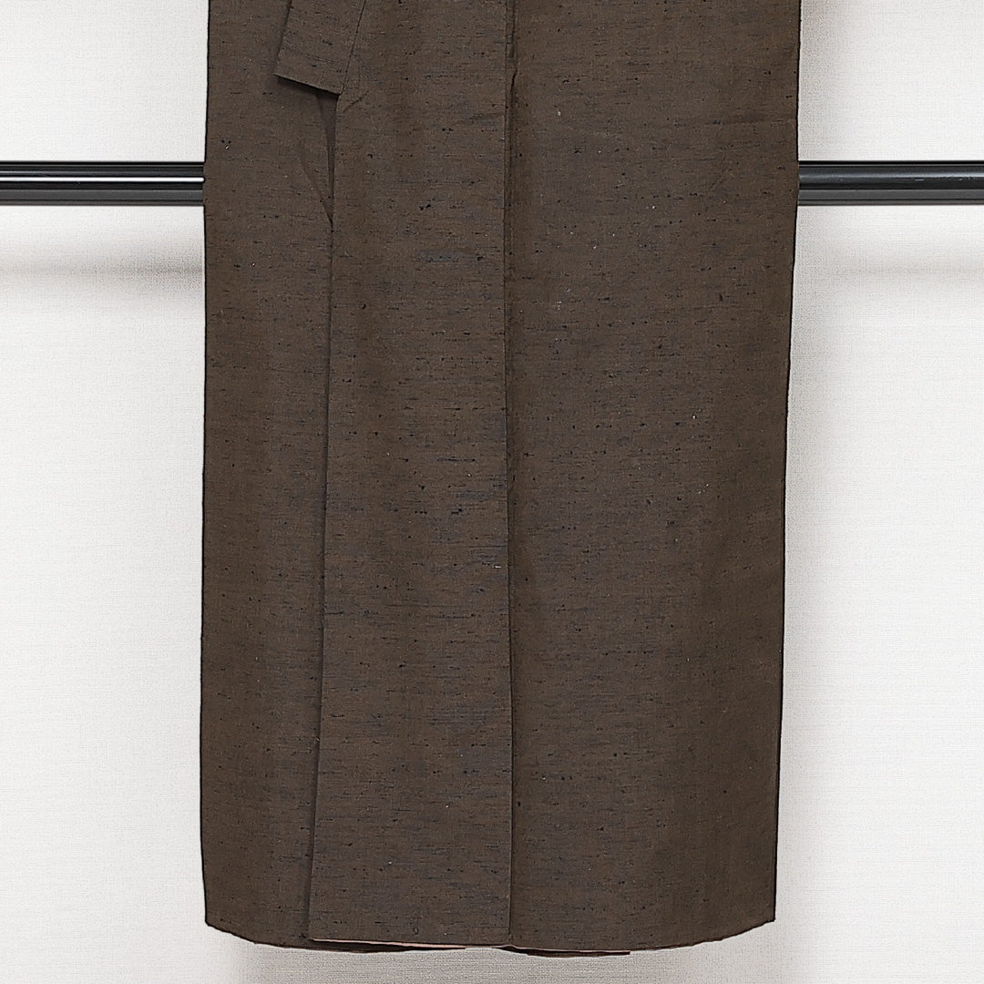 男着物 袷 身丈139cm 裄丈68cm 正絹 Aランク カジュアル 棒衿 Sサイズ 無地 茶系 HP 1224-13954