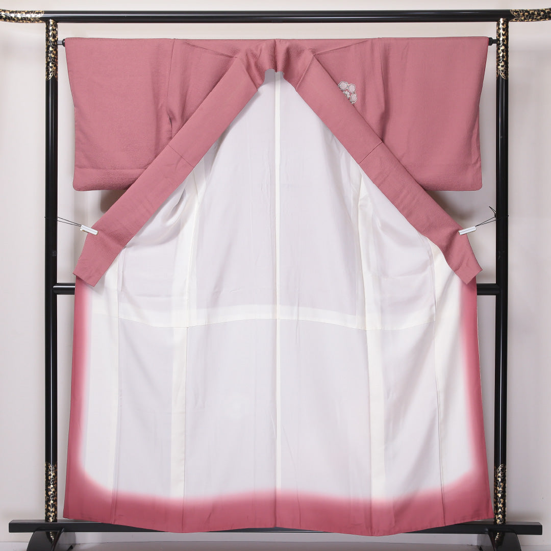 訪問着 袷 身丈155~159cm 裄64.5cm 正絹 蘇州刺繡 ぼかし 宝相華 今様色 汕頭刺繍 ピンク系 Aランク 1212-00626