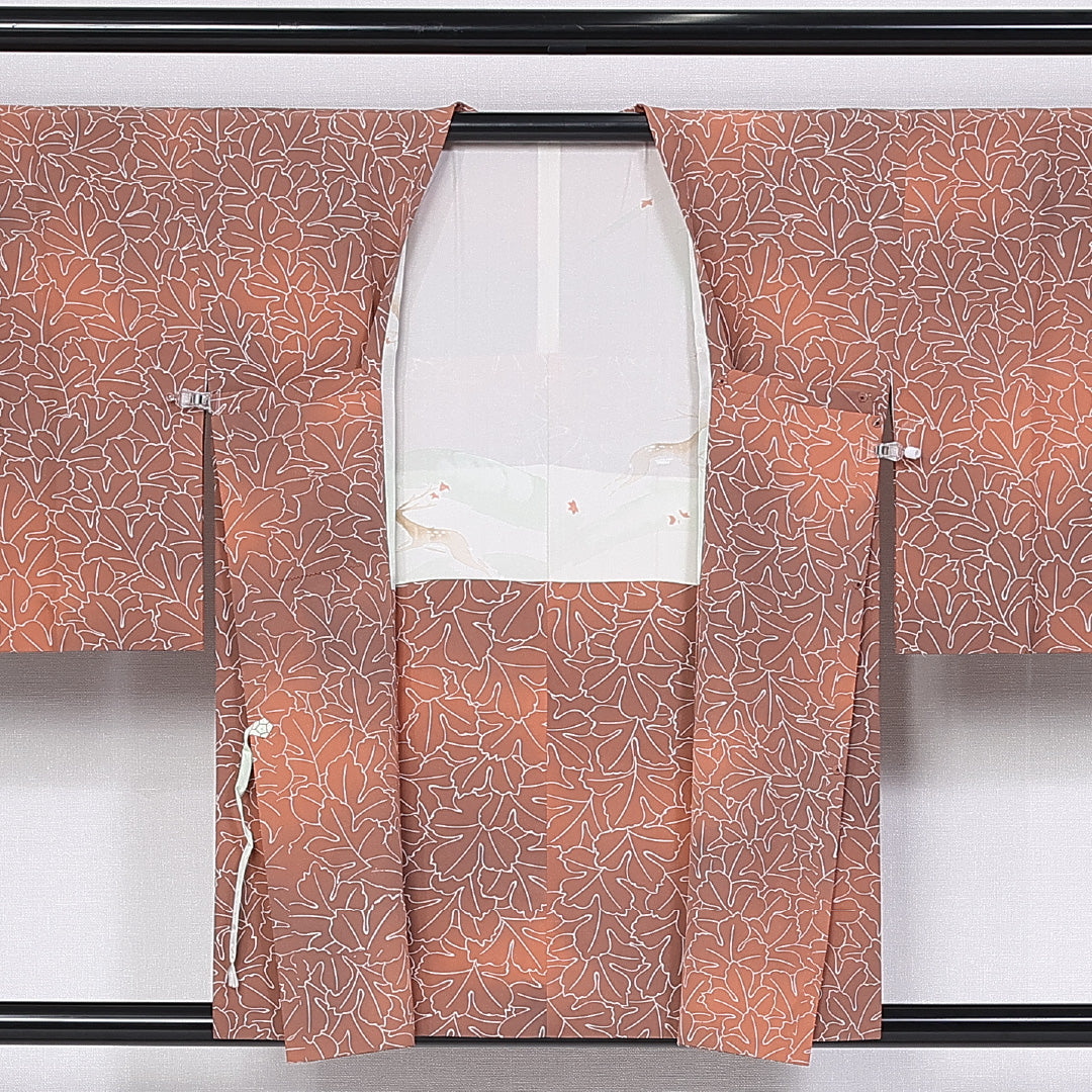 道行コート 袷 身丈80cm 裄丈61cm 正絹 Sランク Sサイズ フォーマル 植物柄 ぼかし染 ピンク系 1263-10305