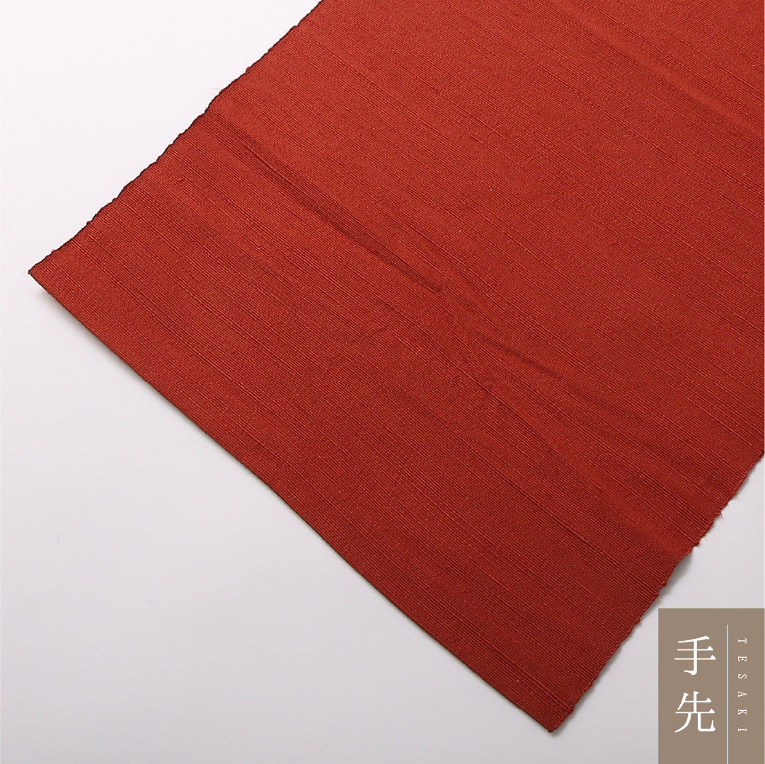 八寸名古屋帯 Sランク 帯丈362cm 正絹 全通 開き仕立て 織り カジュアル 紬 無地 赤系 LP 1245-03098