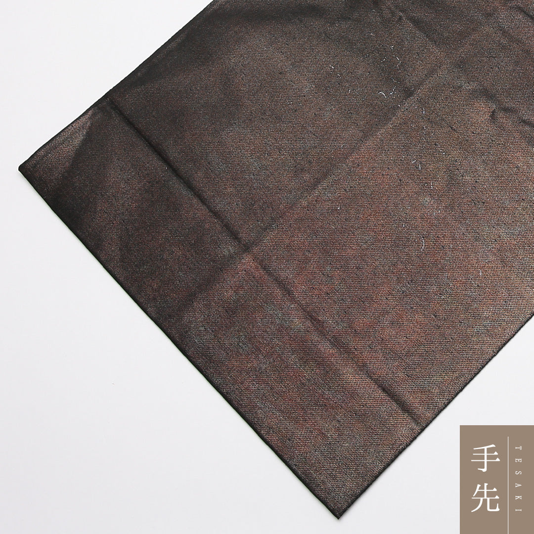 袋帯 帯丈436cm 六通 旭水 菊 作家物 友禅 フォーマル 落款 黒系 正絹 Aランク 1223-01196