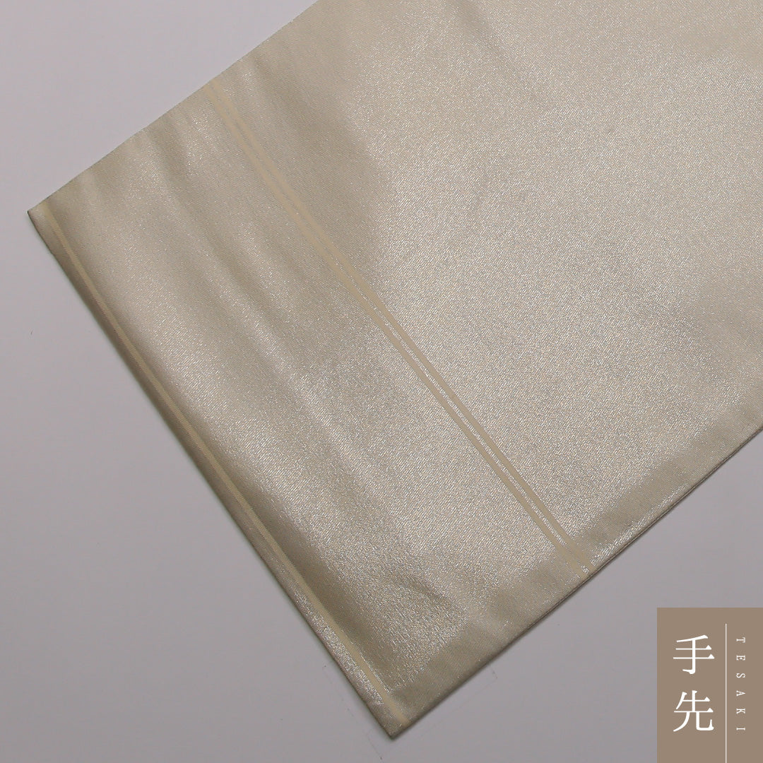 袋帯 帯丈428cm 六通 フォーマル Cランク 正絹 花柄 流水 上品 落ち着き クリーム系 1223-01435