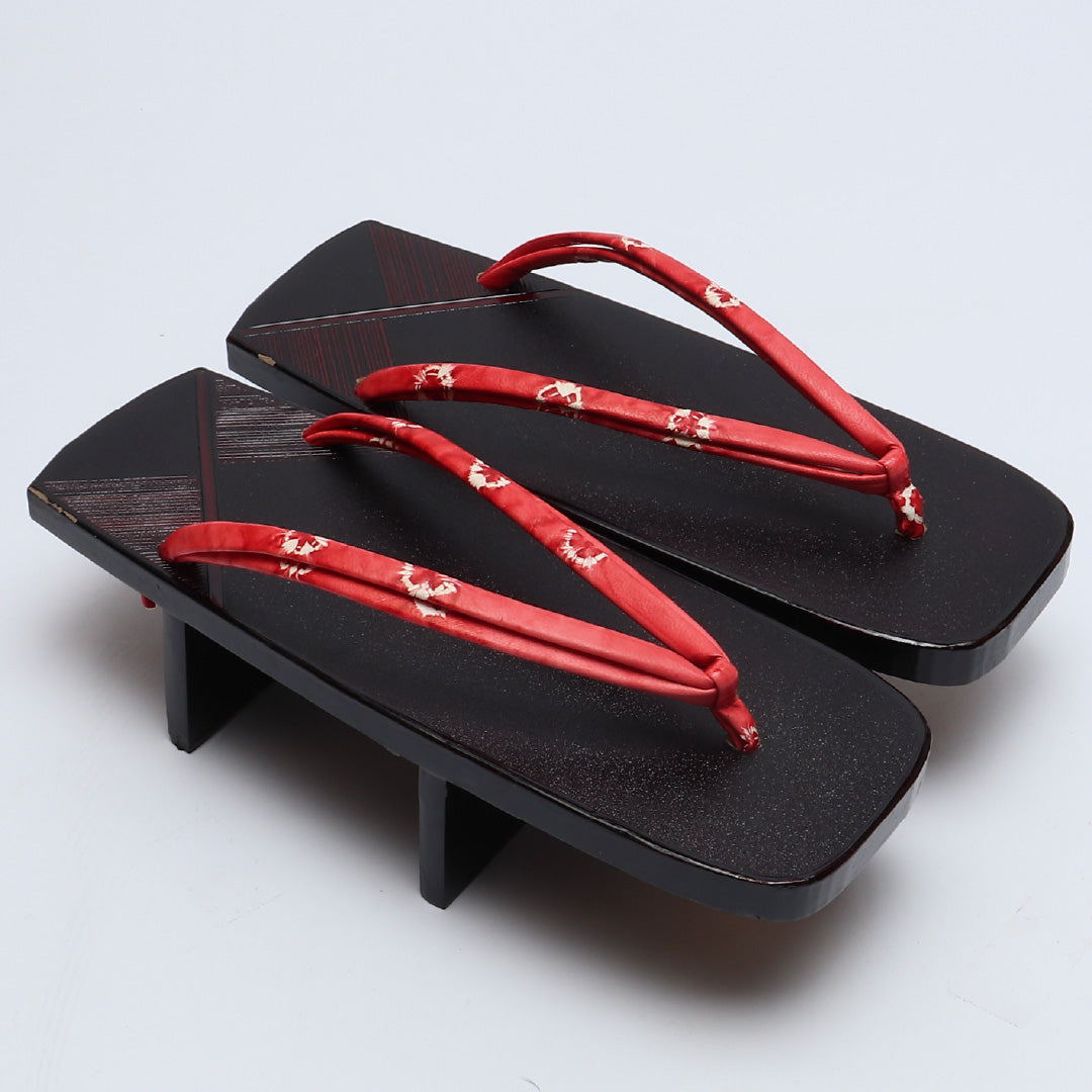 未使用品 夏物 下駄 カジュアル 木製 本革 Aランク 和装小物 黒系 1244-00710