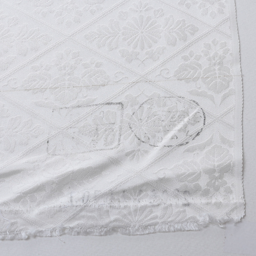 新品 反物 色無地 正絹 花菱 丹後ちりめん 五三桐 菊 証紙 白系 1232-00024-G033-11 1232-00024-G033