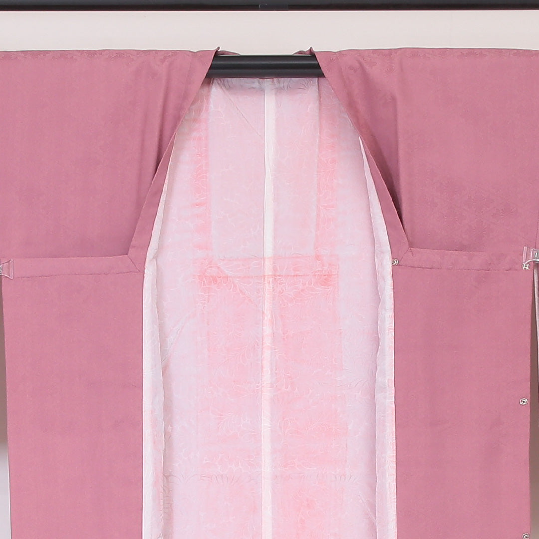 道行コート 袷 身丈85cm 裄丈64cm 正絹 Aランク 紋意匠 (花菱) セミフォーマル Mサイズ 花菱 ピンク系 HP 1237-05798