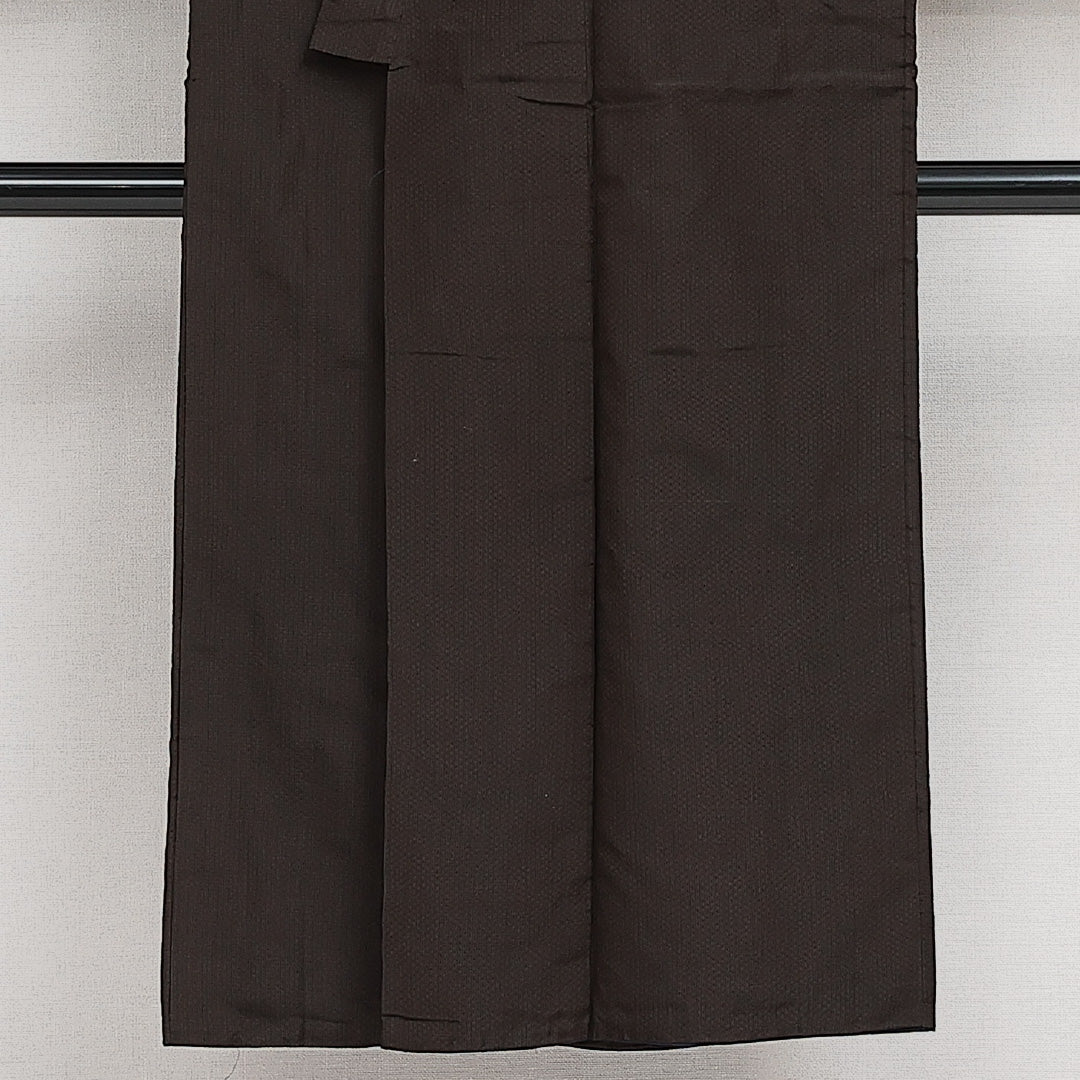 男着物 袷 身丈136cm 裄丈62cm 正絹 Sランク カジュアル 棒衿 Sサイズ 無地 茶系 RP 1224-13991