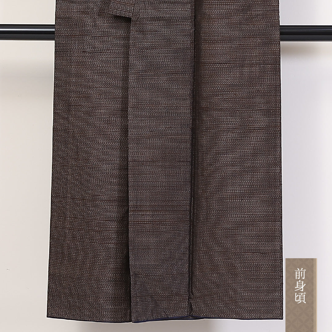 男着物 袷 身丈146cm 裄丈67cm 正絹 Aランク カジュアル 棒衿 Lサイズ 抽象柄 茶系 RP 1224-06235