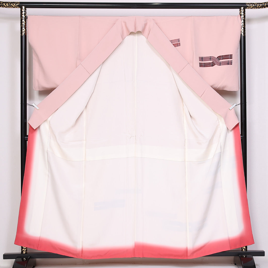 付下げ 袷 身丈158cm 裄丈66cm 正絹 Aランク インフォーマル 広衿 Mサイズ 創作柄 ピンク系 HP 1218-04821