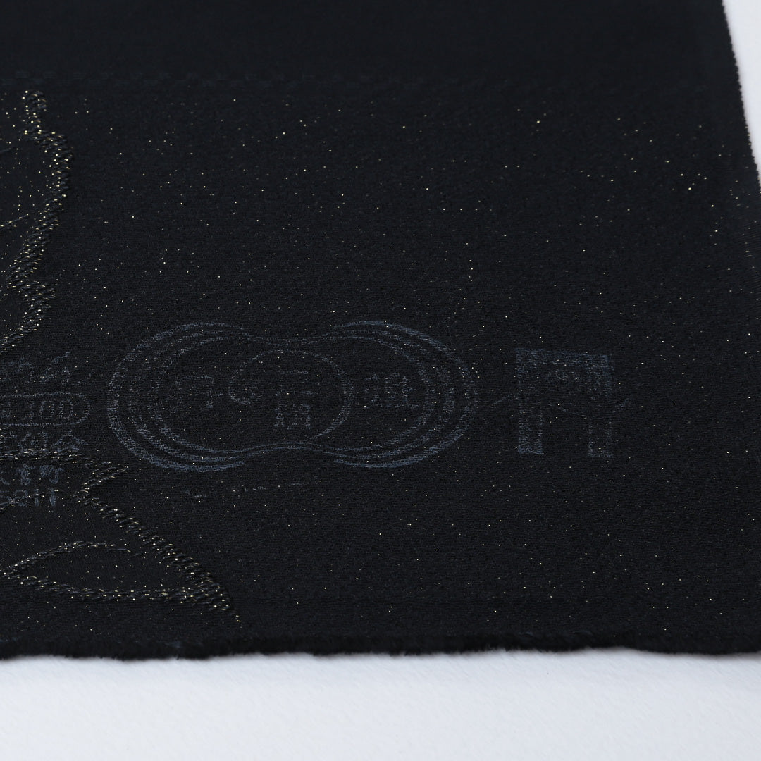 新品 反物 色無地 正絹 桐 金通し 丹後ちりめん 証紙 黒系 1232-00001-G001-10 1232-00001-G001