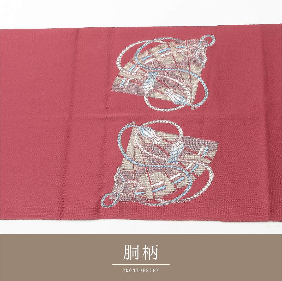 八寸名古屋帯 Aランク 帯丈352cm 正絹 ポイント柄 松葉仕立て 織り インフォーマル 扇 ピンク系 LP 1245-02141