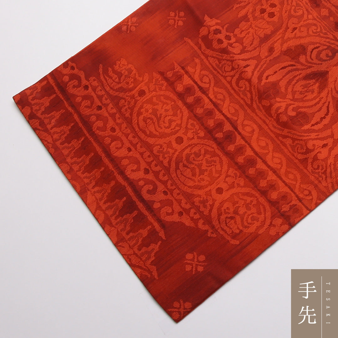 袋帯 帯丈432cm 正絹 全通 インフォーマル 宝相華 朱系 1243-01390