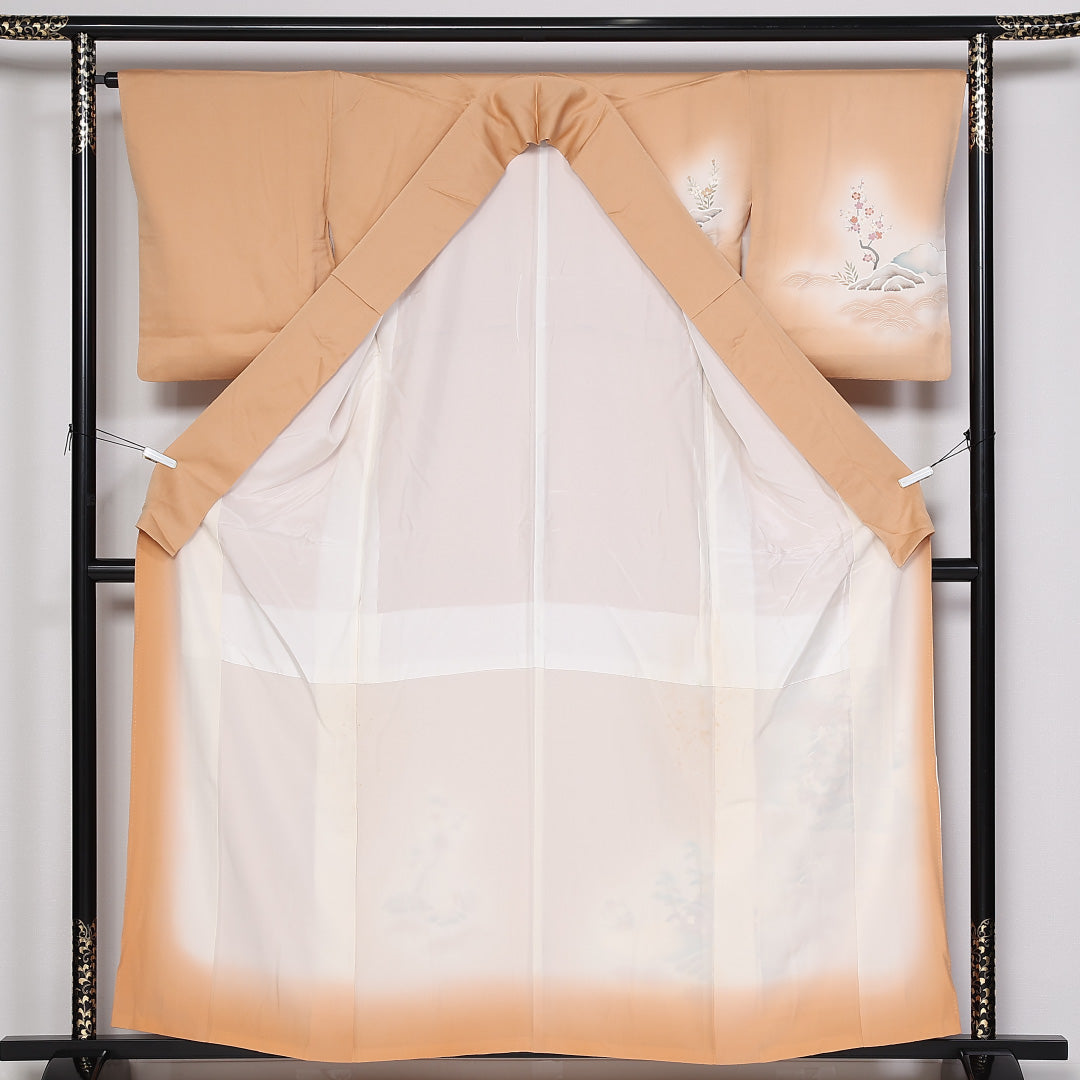 訪問着 袷 身丈159cm 裄65.5cm 正絹 茶屋辻 梅鉢 笠松 Sランク 1212-00779