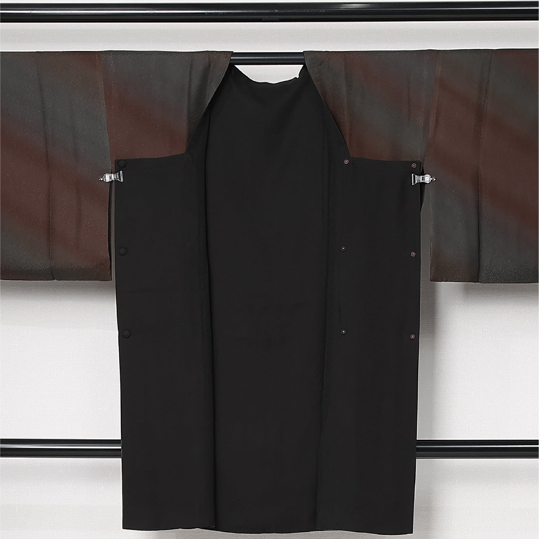 道行コート 袷 身丈94cm 裄丈68cm 正絹 Sランク セミフォーマル Lサイズ ポケットあり 創作柄 シック 粋 茶系 HP 1237-12892