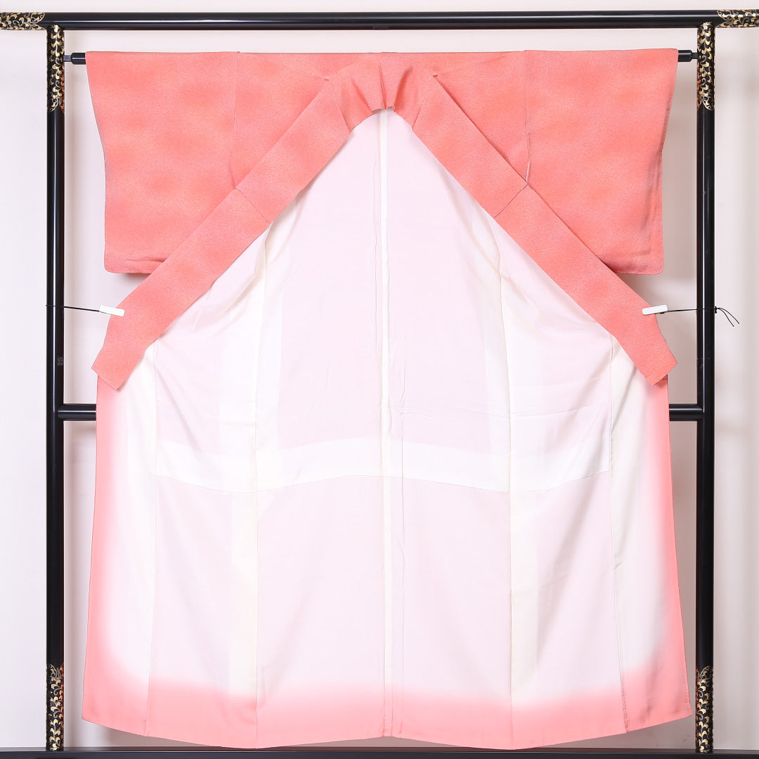 色無地 袷 身丈155cm 裄63.5cm 正絹 ピンク系 Aランク ぼかし 作家物 落款 1214-00386-3313