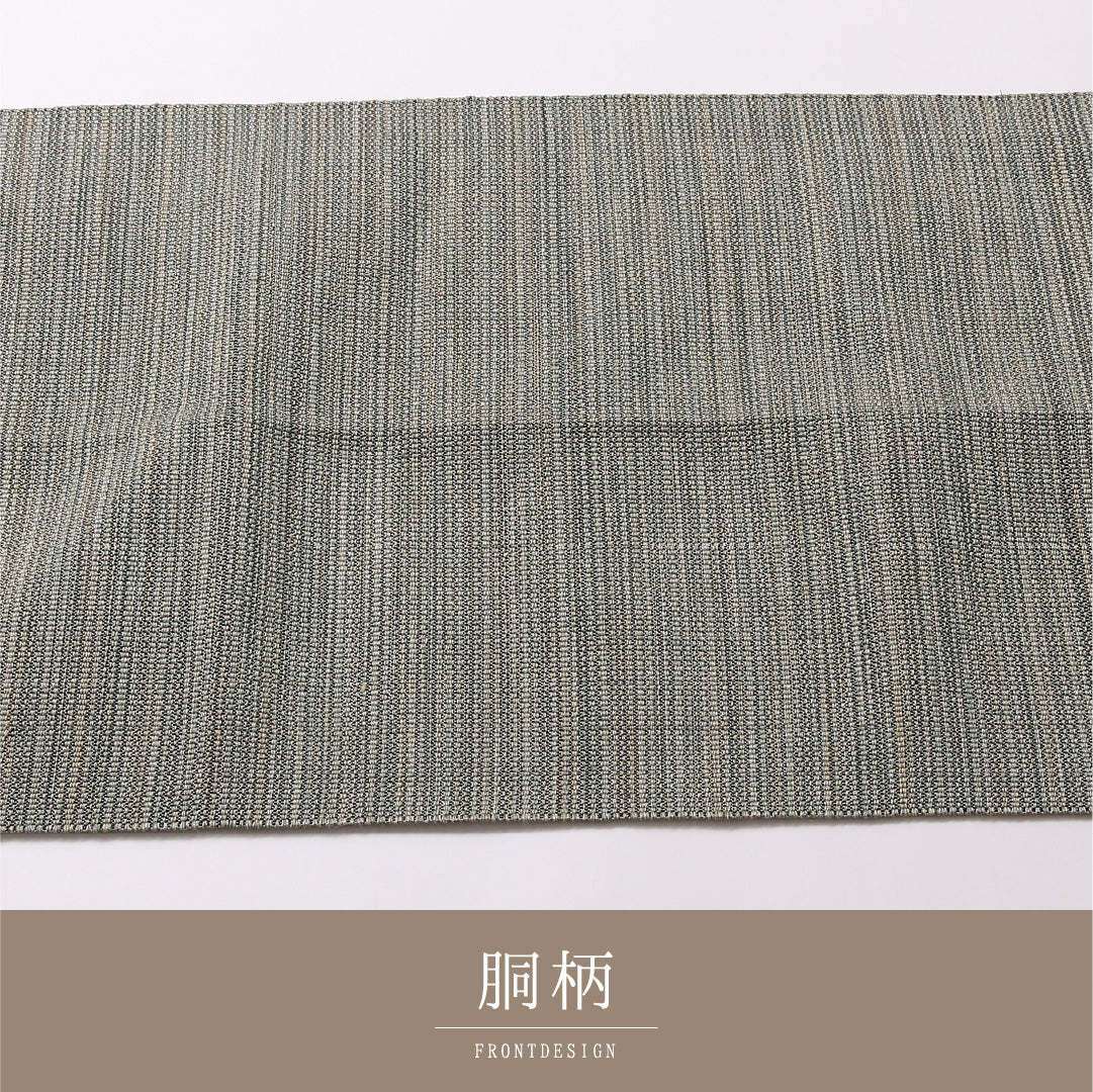 八寸名古屋帯 Sランク 帯丈341cm 正絹 ポイント柄 松葉仕立て 織り インフォーマル 書画文様 寿 緑の混ざったグレー系 RP 1245-02907