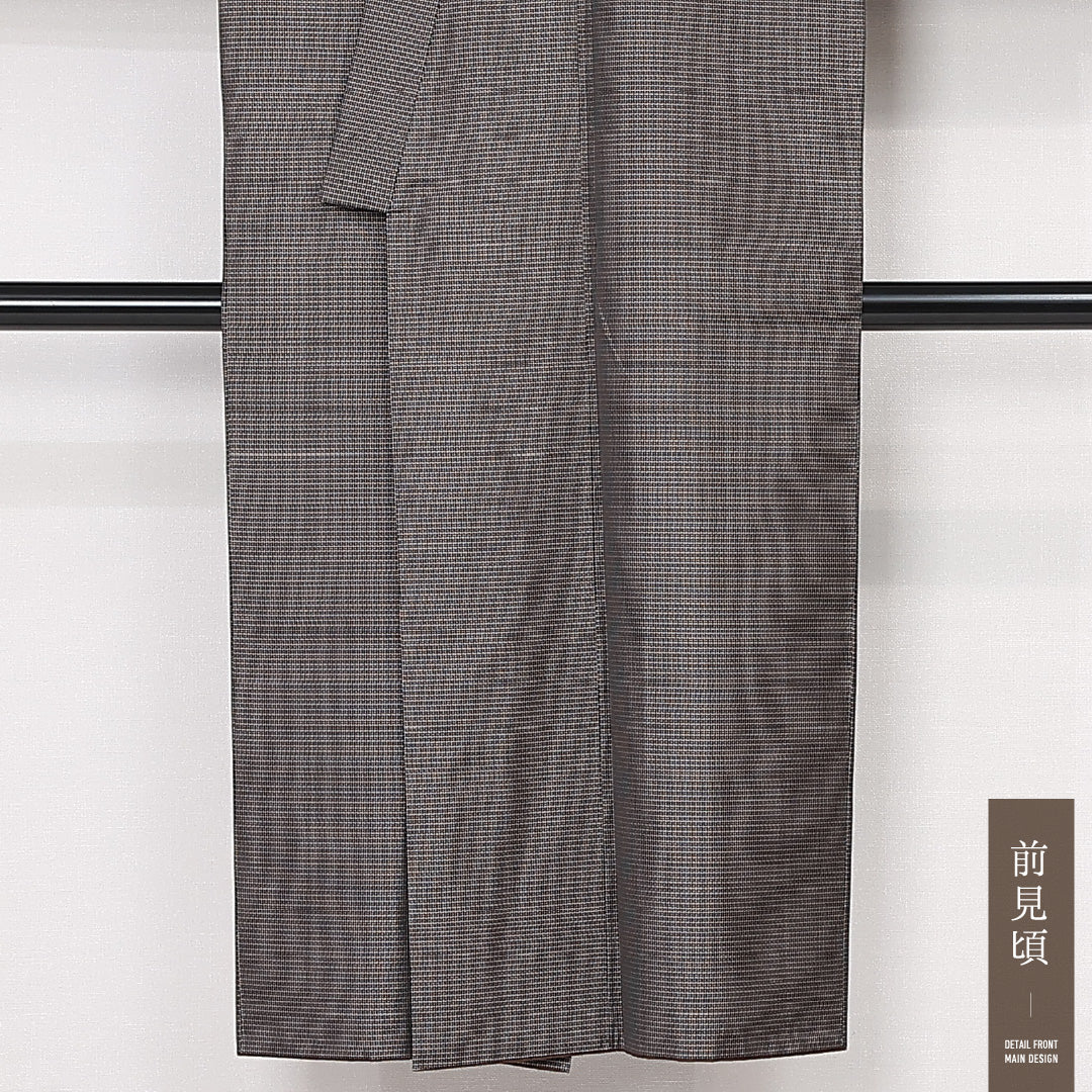 3点セット アンサンブル 男着物 (本場大島紬) 袷 身丈135cm 裄丈64cm 正絹 Sランク インフォーマル 棒衿 Sサイズ 証紙 有馬 グレー系 PO 1224-13146