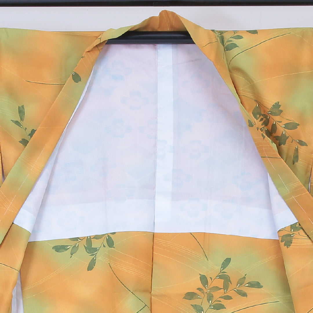 羽織 身丈81cm 裄丈65cm M 洗える着物 ポリエステル ぼかし 草花 黄系 Sランク 1217-00454