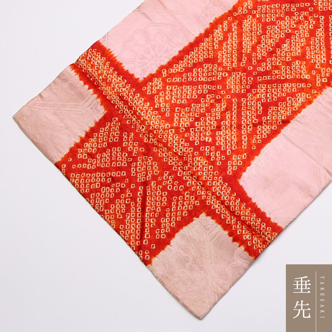 アンティーク 九寸名古屋帯 Cランク 帯丈334cm 正絹 全通 名古屋仕立て 織り・染め 絞り 蜀江 麻の葉 ピンク系 RP 1245-01470