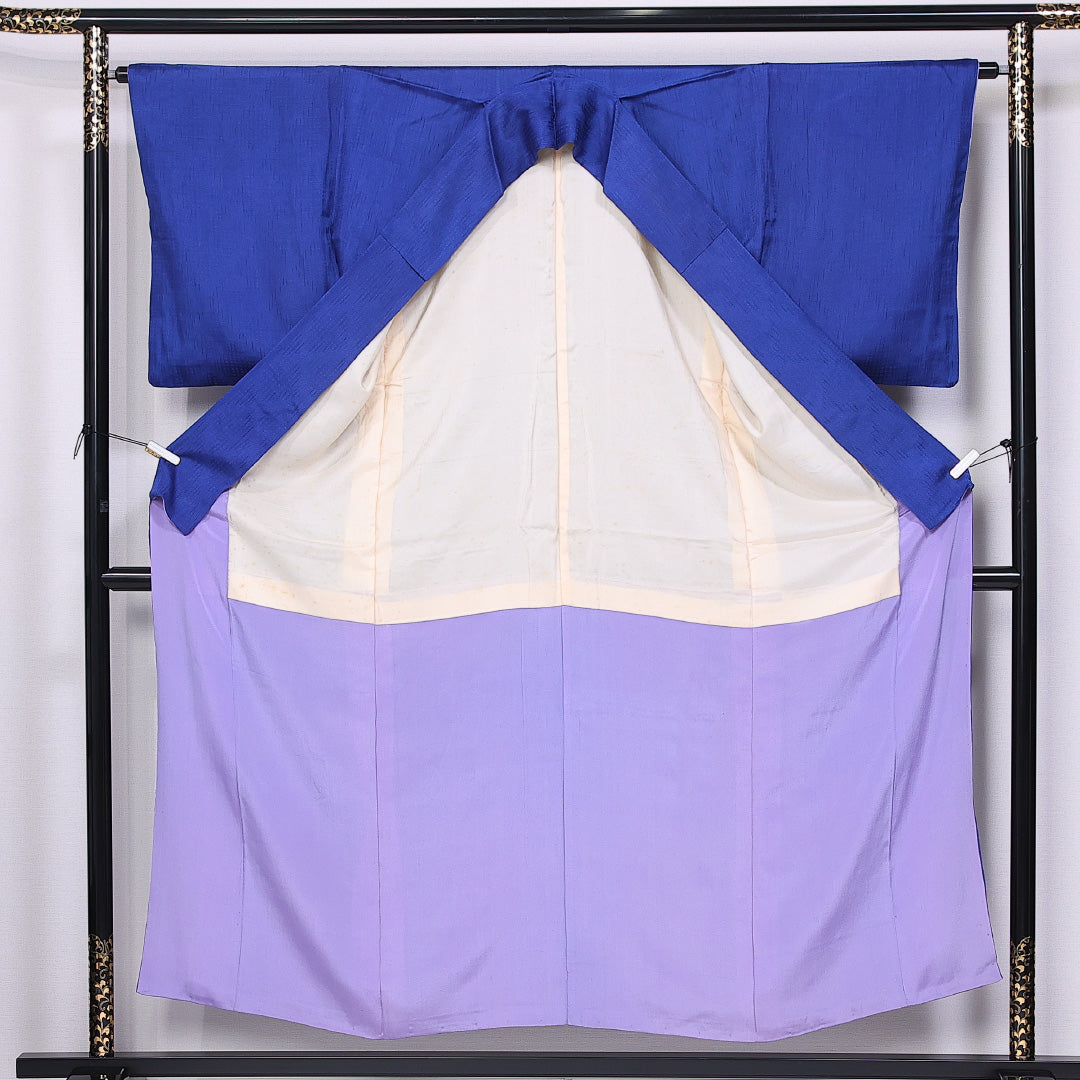 色無地 身丈153cm 裄丈64cm S 正絹 Bランク 袷 広衿 地紋あり 1214-11336