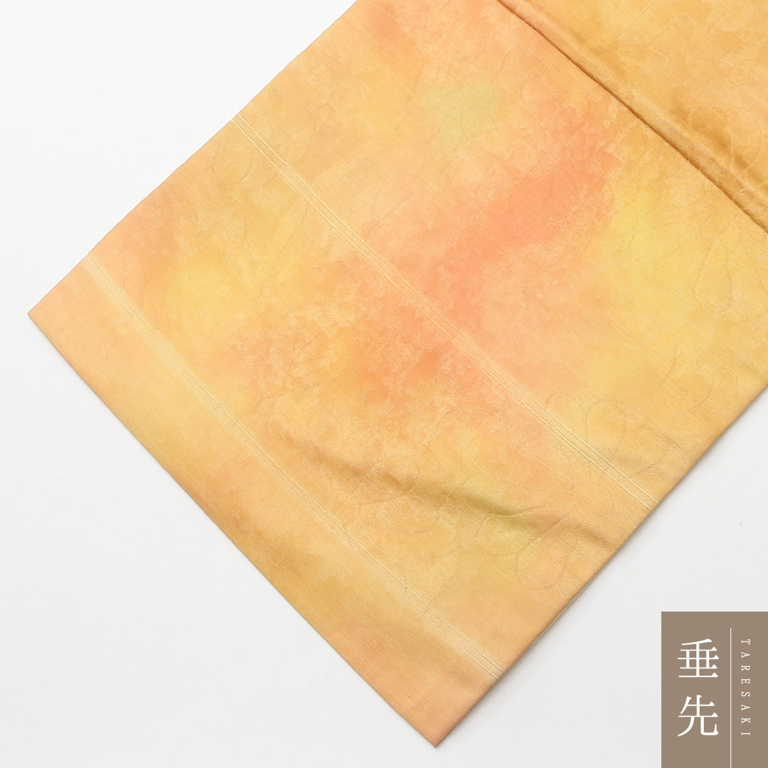 名古屋帯 六通 帯丈351cm セミフォーマル Sランク 正絹 引箔 菊 牡丹 黄系 1224-02142