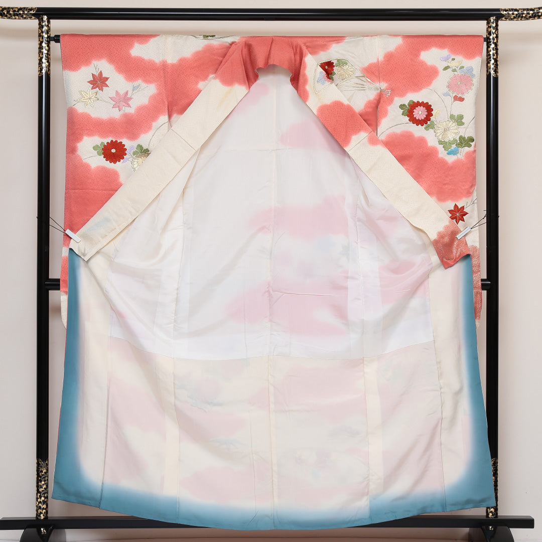 振袖 身丈160cm 裄丈64.5cm Cランク 袷 正絹 広衿 金駒刺繍 唐織 刺繍 1213-F0048