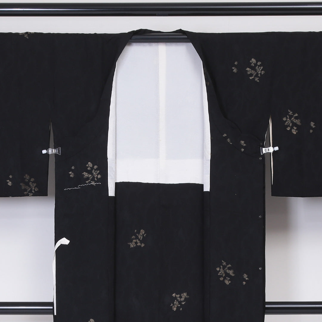 和装コート 袷 身丈90cm 裄丈65cm 正絹 Bランク Mサイズ 創作柄 黒系 RP 1238-05909