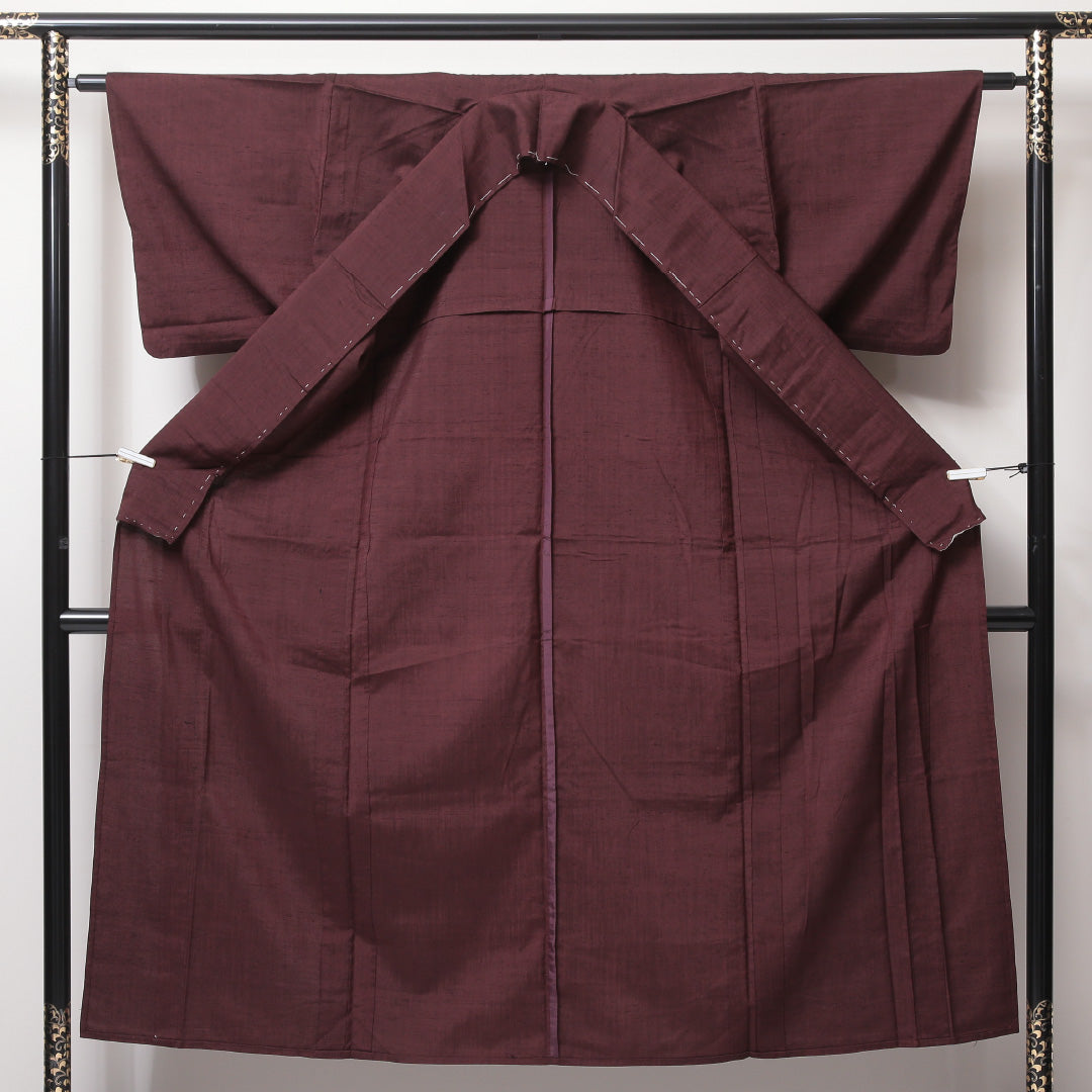 紬 単衣 身丈149cm 裄62cm 正絹 茶系 Aランク 1216-01026