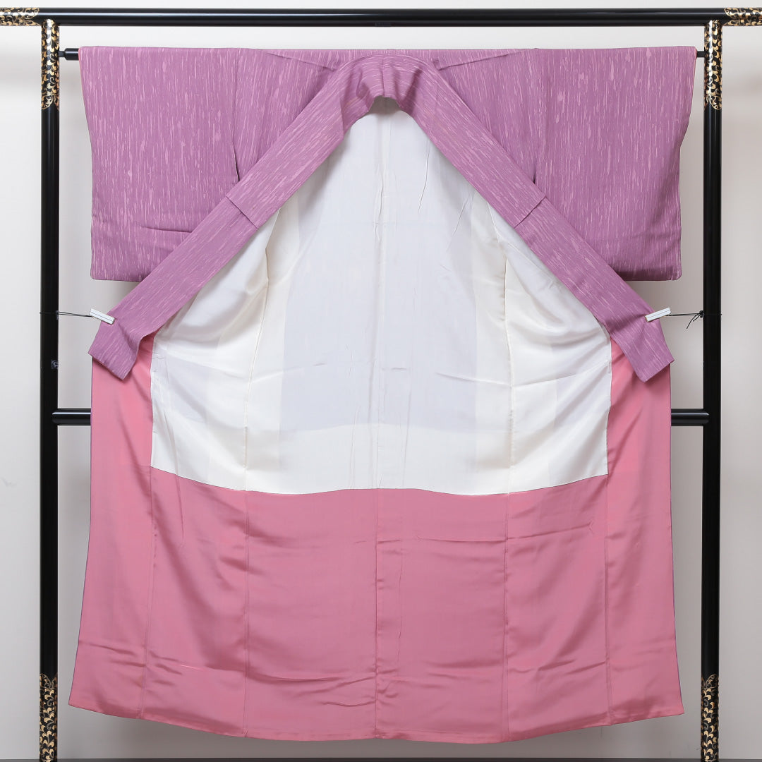 小紋 袷 身丈152cm 裄64.5cm ピンク系 正絹 Aランク 1215013363213