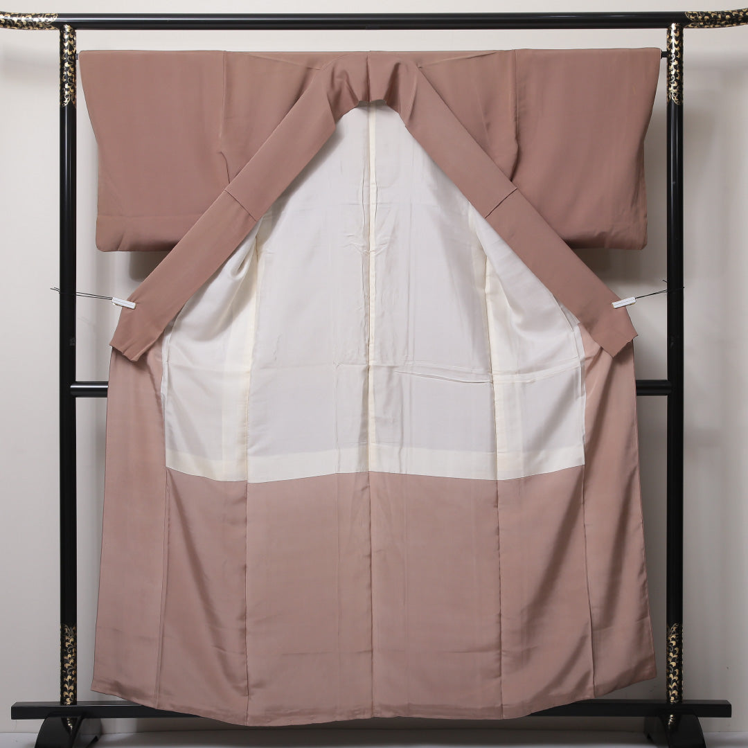 付下げ 袷 身丈160~164cm 裄65.5cm 正絹 オリエンタル ベージュ系 Cランク 1212-00591