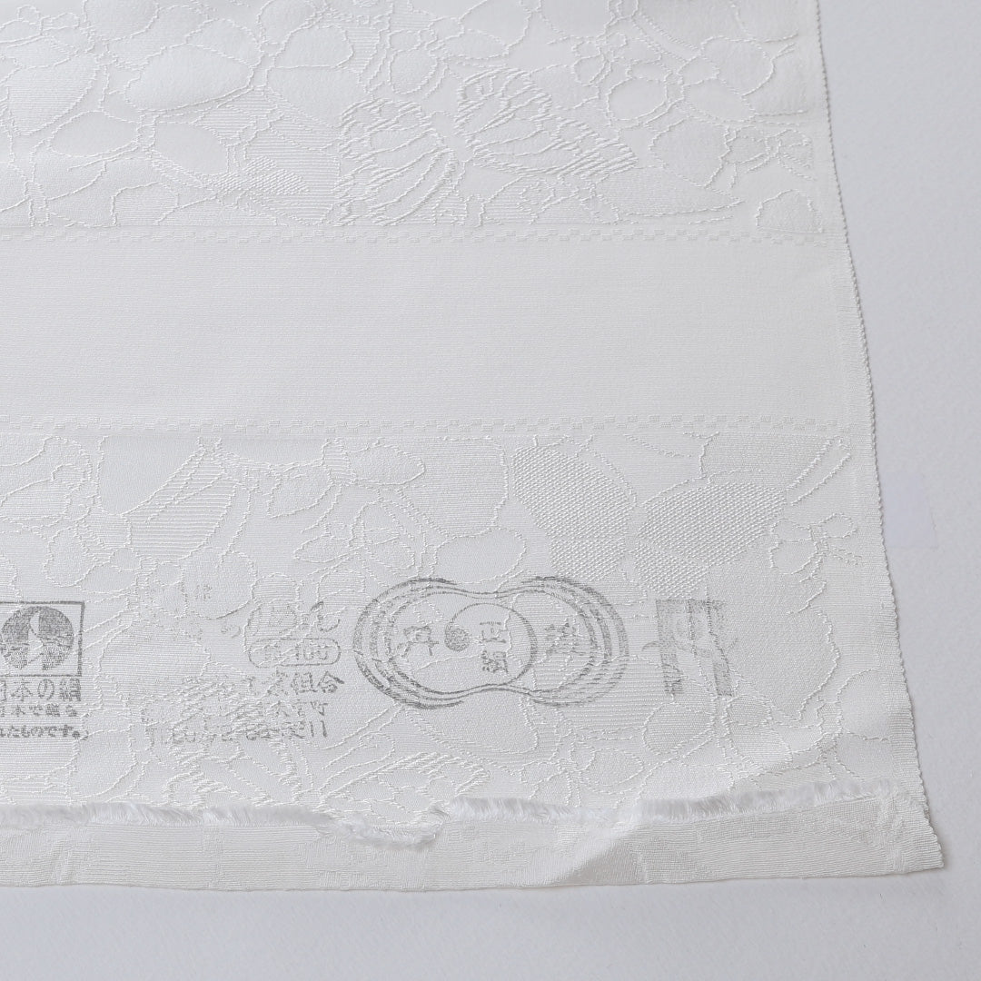 新品 反物 色無地 正絹 丹後ちりめん 蝶 証紙 白系 1232-00028-G037-11 1232-00028-G037