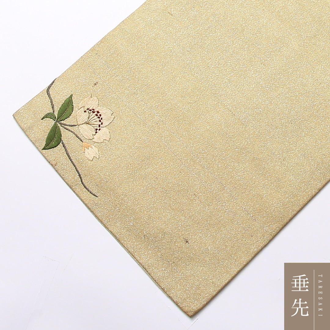 アンティーク 名古屋帯 ポイント柄 帯丈333cm Cランク 正絹 ルリ 桜 黄系 1224-02503
