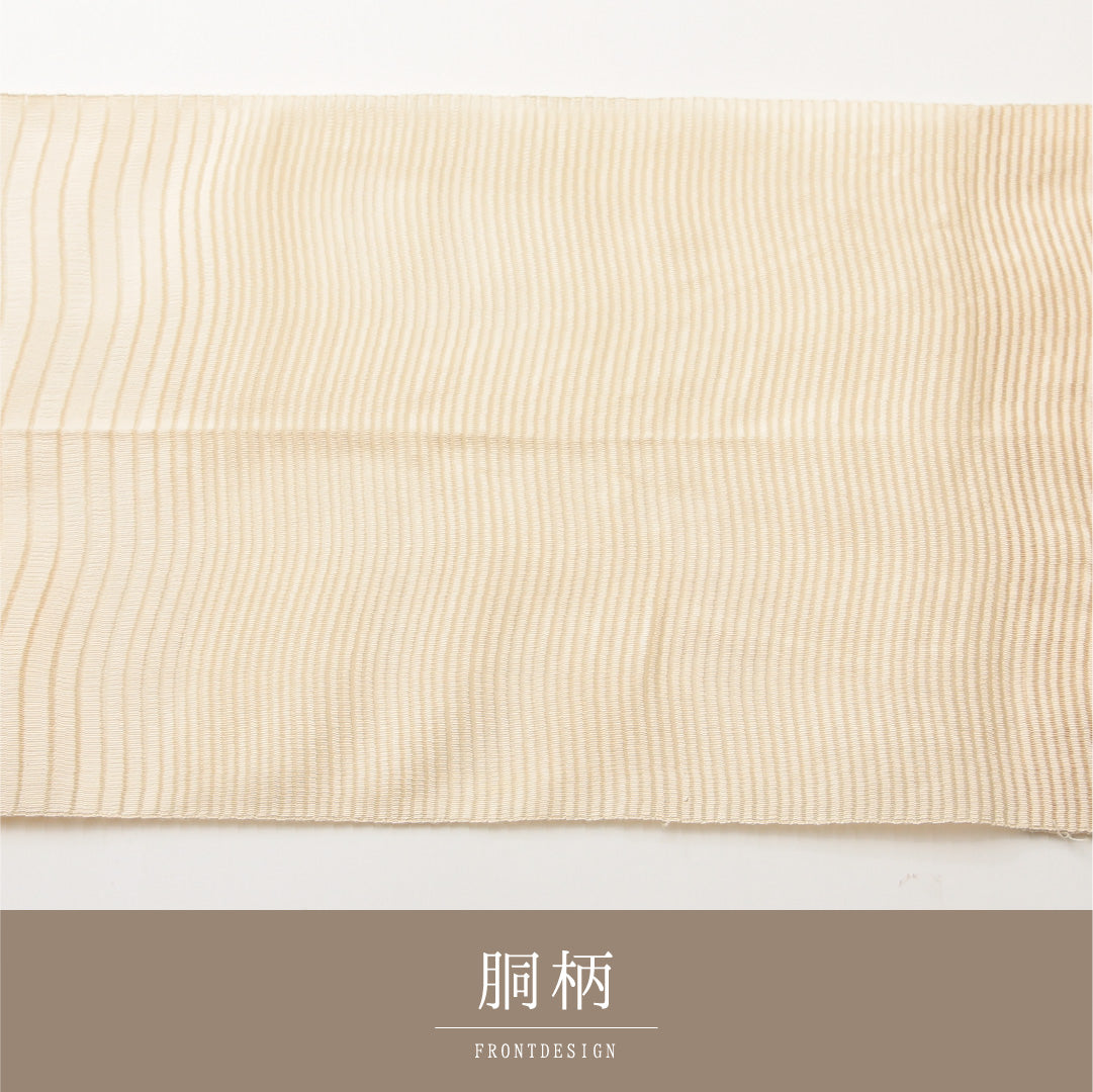 夏物 名古屋帯 ポイント柄 帯丈372cm カジュアル Aランク 正絹 絽 よろけ縞 クリーム系 1224-01991