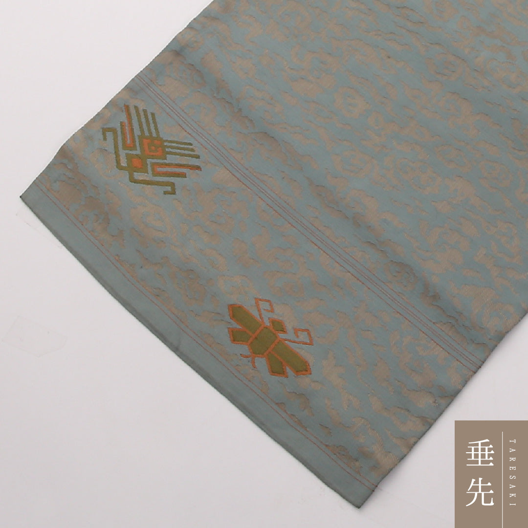 アンティーク 名古屋帯 六通 帯丈337cm Bランク 正絹 鳥 グレー系 1224-02254