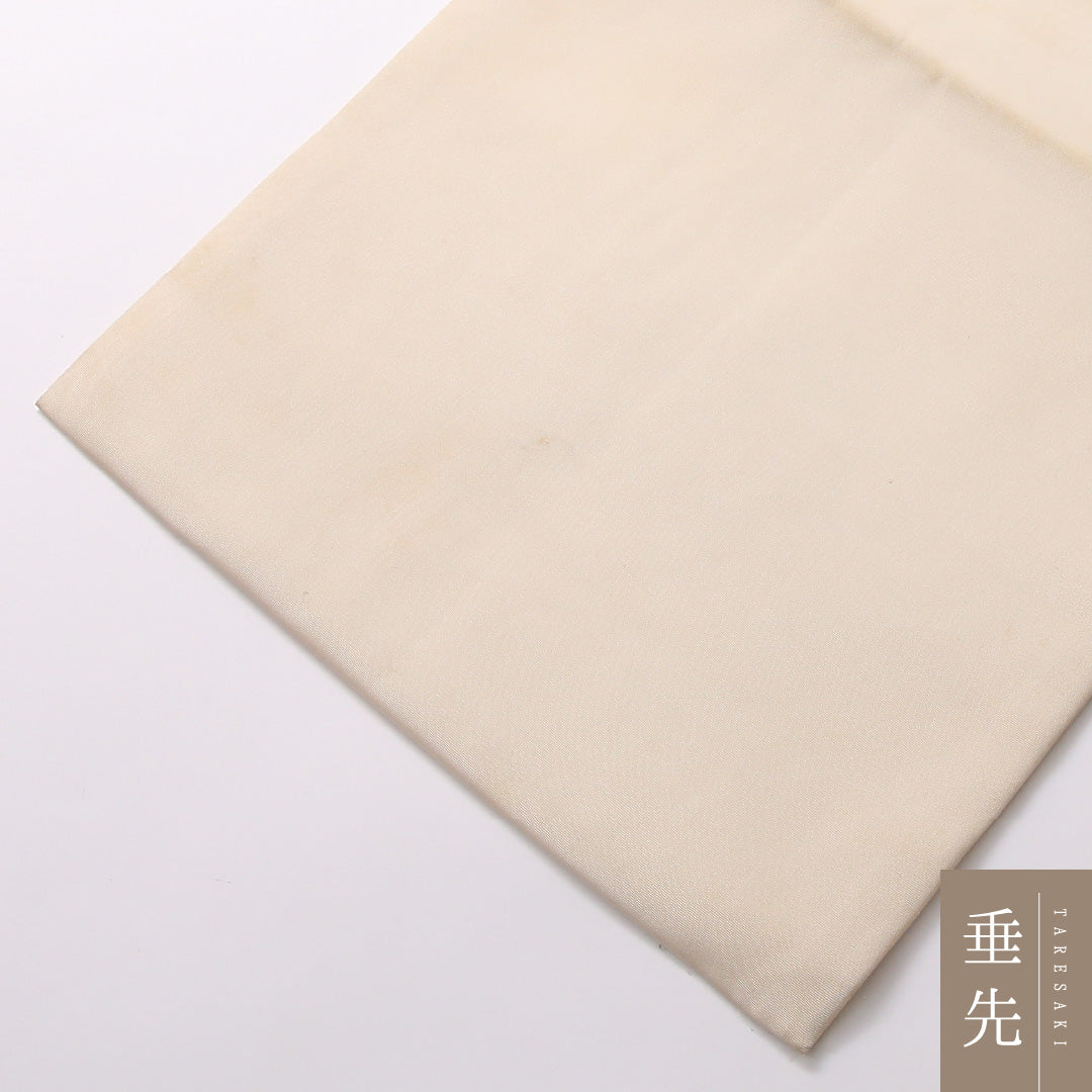 九寸名古屋帯 Cランク 帯丈350cm 正絹 ポイント柄 名古屋仕立て 織り セミフォーマル 亀甲 花柄 クリーム系 RP 1245-02816