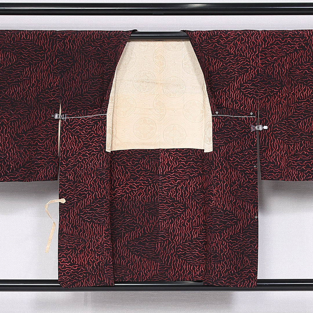 道行コート 袷 身丈79cm 裄丈63cm 正絹 Aランク カジュアル Sサイズ 創作柄 紫系 RP 1237-10631