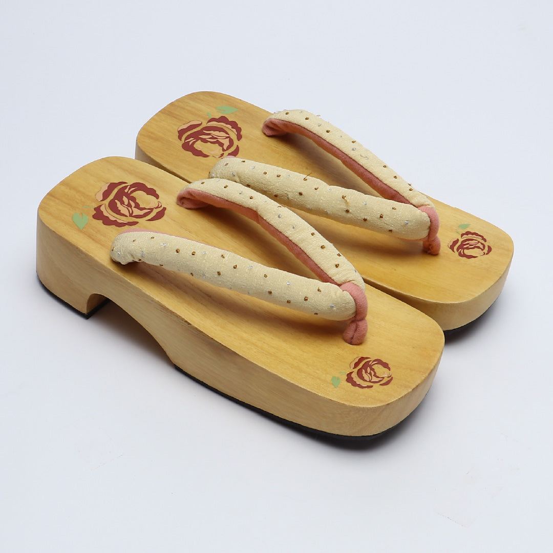未使用品 夏物 下駄 カジュアル 木製 Sランク 和装小物 茶系 1244-00695