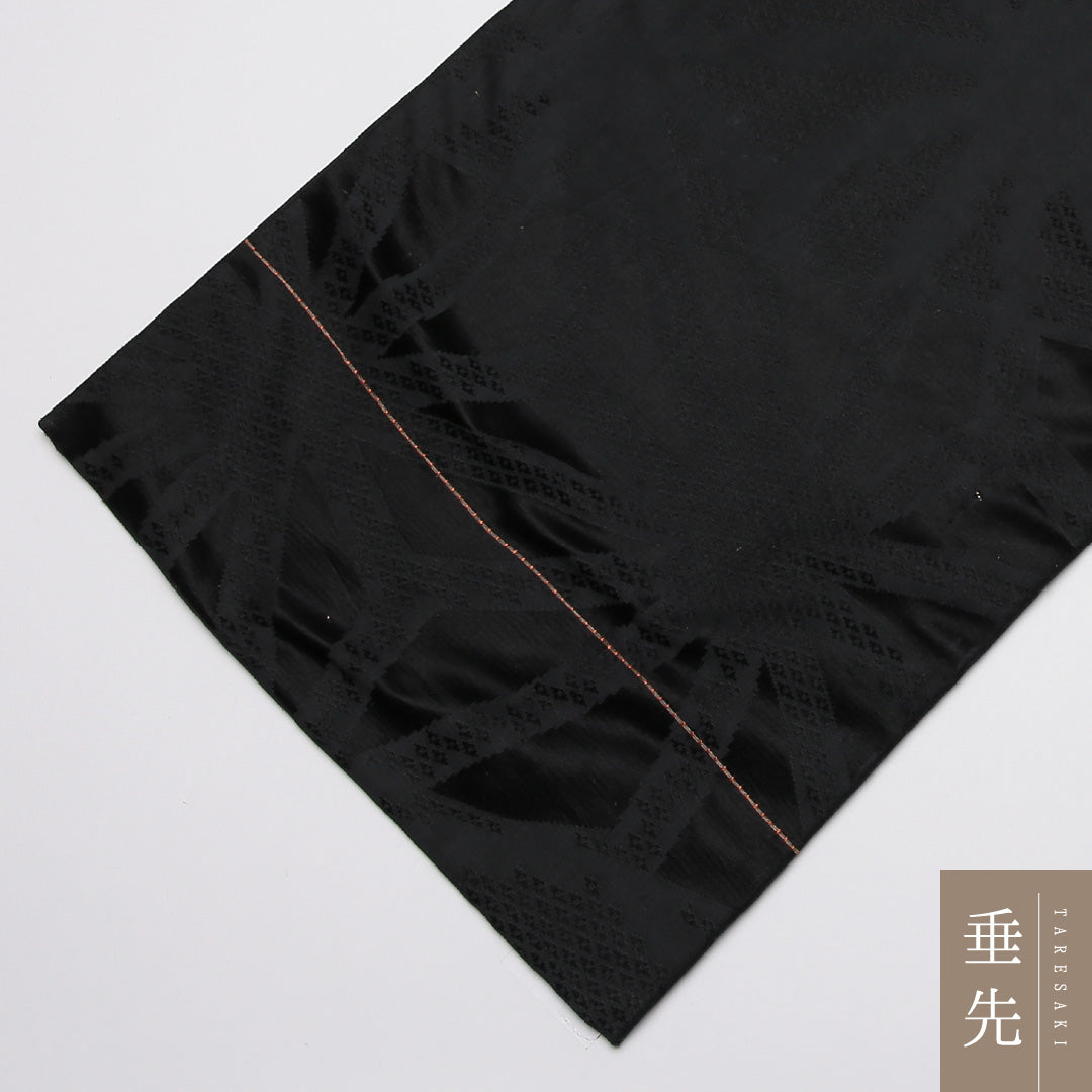 アンティーク 九寸名古屋帯 Aランク 帯丈327cm 正絹 六通 名古屋仕立て 織り 芙蓉 黒系 RP 1245-01610