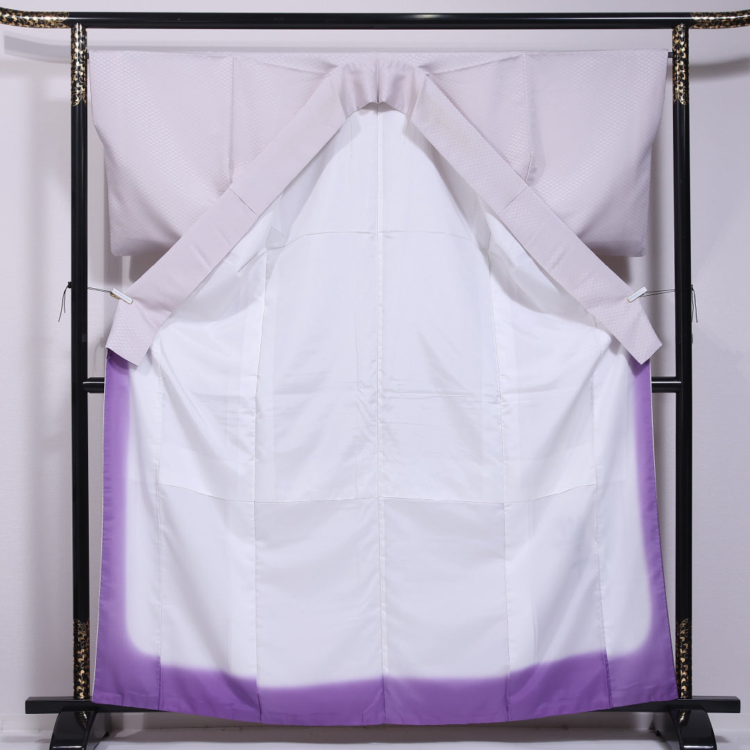 付下げ 袷 身丈164cm 裄丈67cm 正絹 Bランク インフォーマル 広衿 Lサイズ 創作柄 紫系 RP 1218-11771