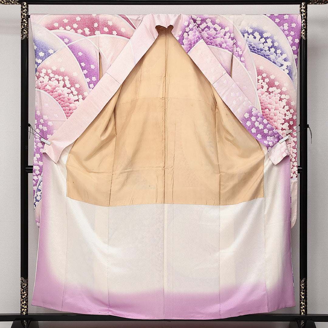 振袖 身丈157cm 裄丈67cm Aランク 正絹 袷 広衿 M 梅 フォーマル 古典的 華やか ピンク系 1213-F0606