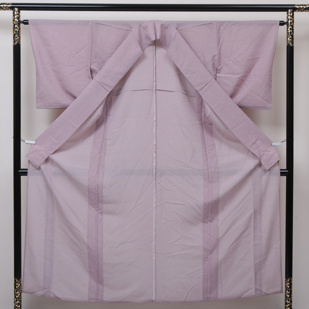 夏物 江戸小紋 絽 身丈154cm 裄64cm 正絹 寄せ柄 夏着物 ピンク系 Bランク 1215-01244
