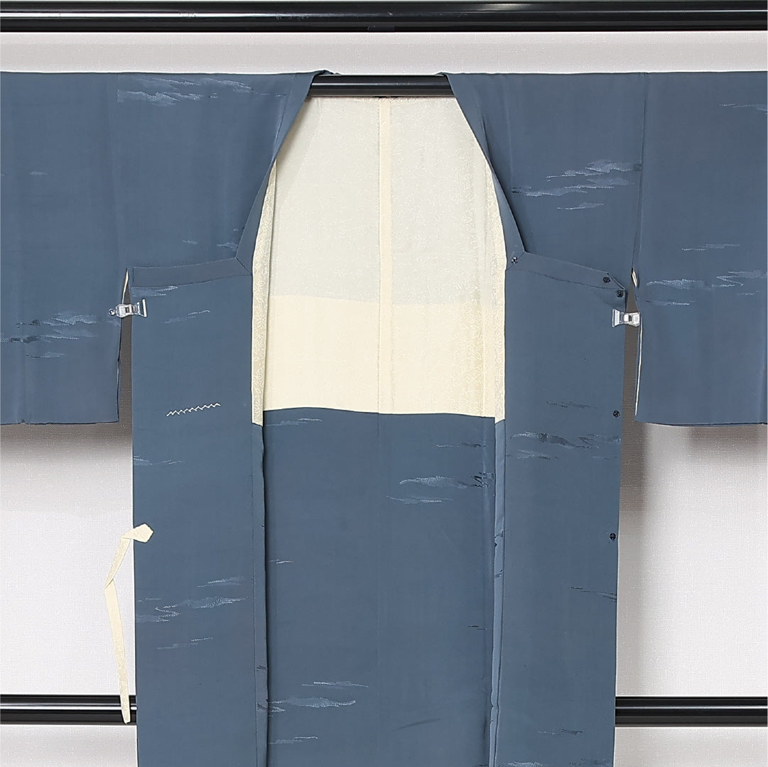 道行コート 袷 身丈88cm 裄丈64cm 正絹 Sランク セミフォーマル Mサイズ ポケットあり 風景柄 グレー系 RP 1237-12776