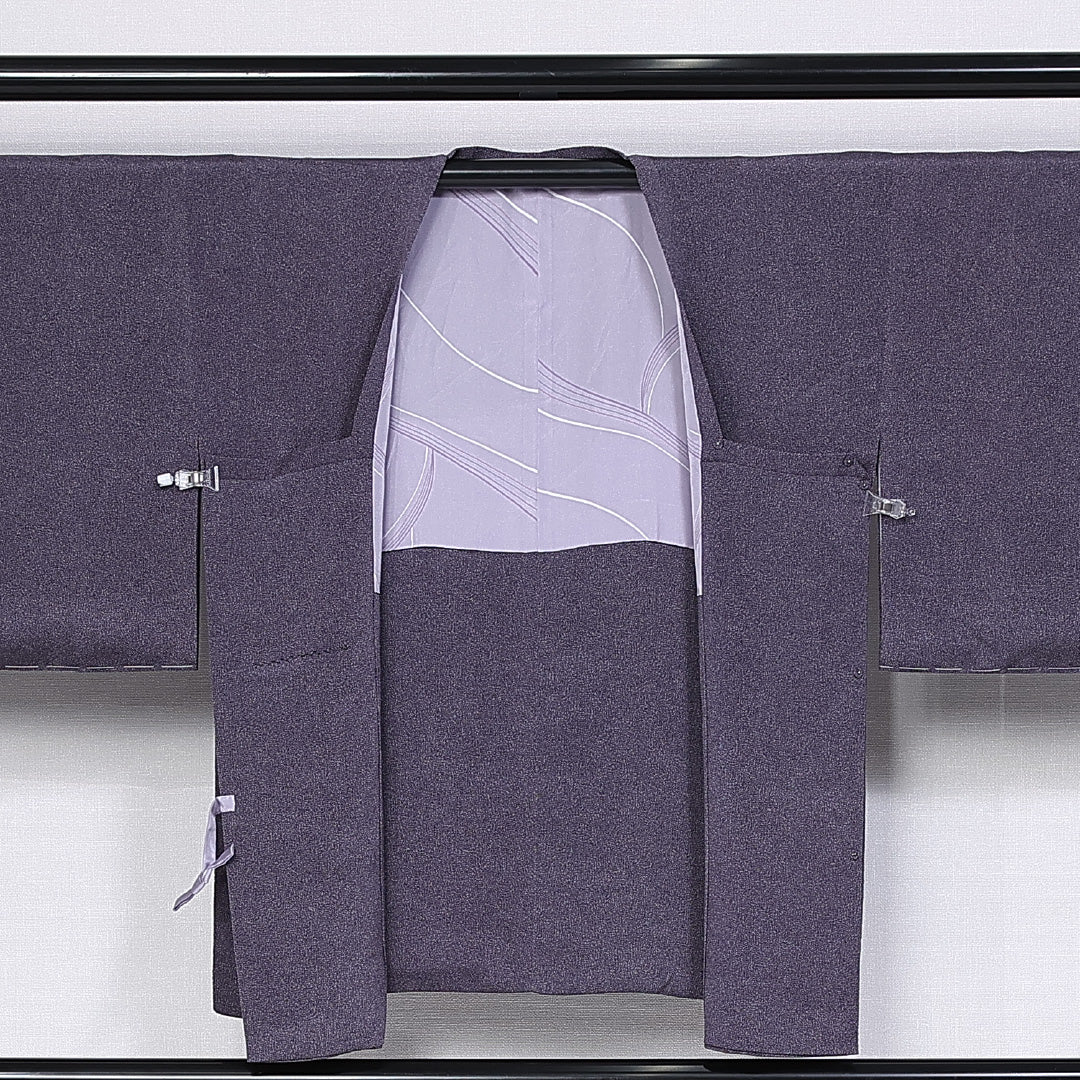 未使用品 道行コート 身丈73cm 裄丈53cm S 正絹 Sランク 袷 鮫 ポケット有 しつけ糸 1263-10233