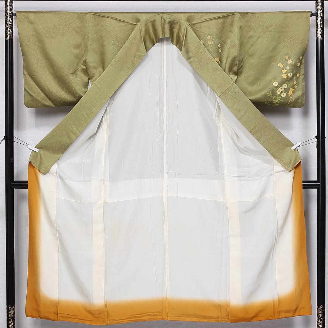 訪問着 身丈145cm 裄丈65.5cm XS 正絹 Aランク 袷 広衿 菊 紅葉 1212-11013