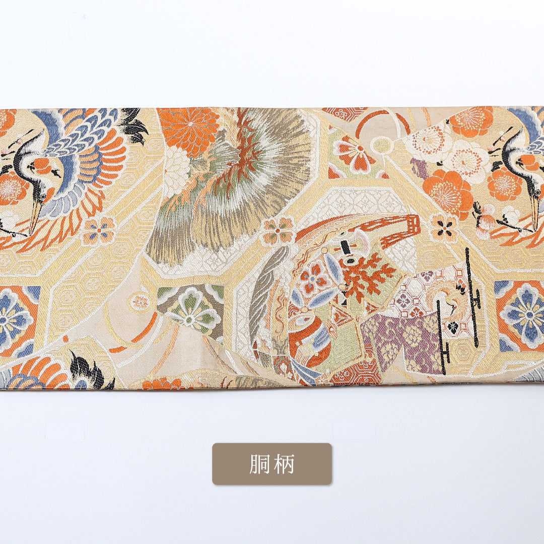 アンティーク 丸帯 帯丈406cm 全通 仕立て上がり フォーマル Cランク 宝船 金系 1223-00822-521 1223-00822